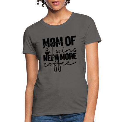 Mom of Twins New More Coffee T-Shirt - charcoal