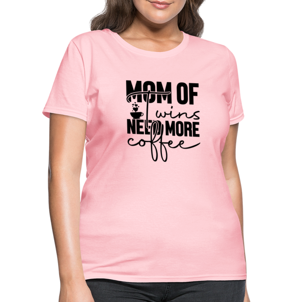 Mom of Twins New More Coffee T-Shirt - pink