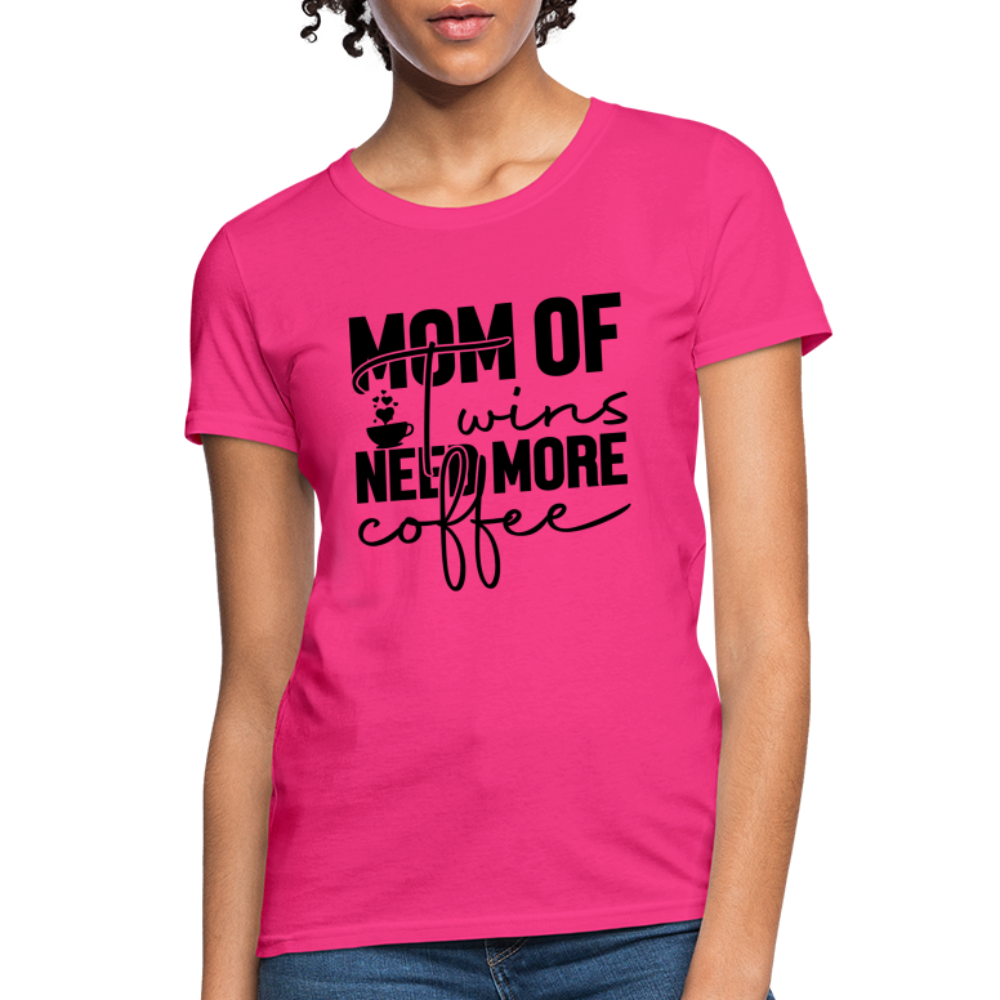 Mom of Twins New More Coffee T-Shirt - fuchsia