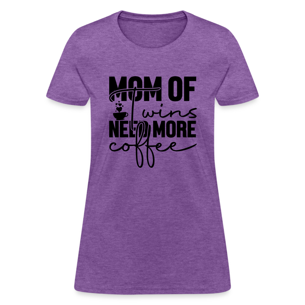 Mom of Twins New More Coffee T-Shirt - purple heather