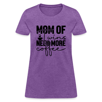 Mom of Twins New More Coffee T-Shirt - purple heather