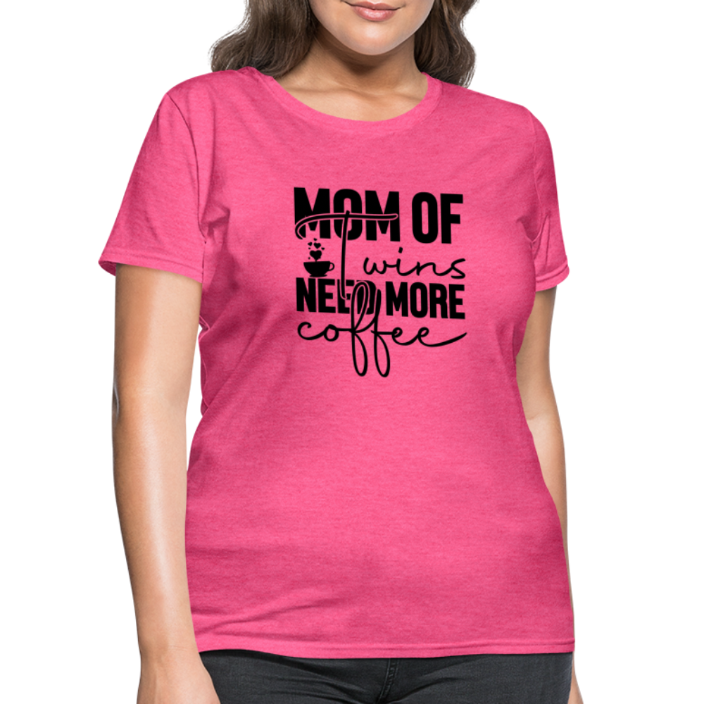 Mom of Twins New More Coffee T-Shirt - heather pink