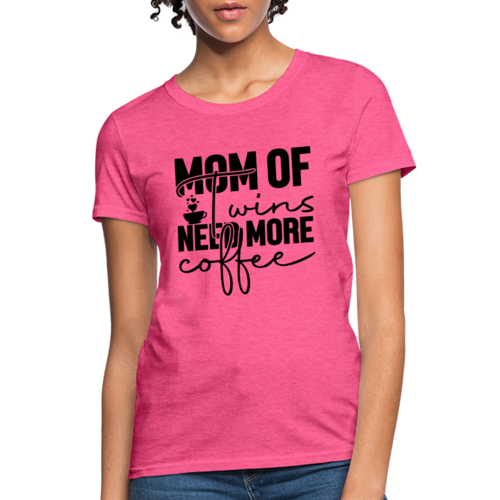 Mom of Twins New More Coffee T-Shirt - heather pink