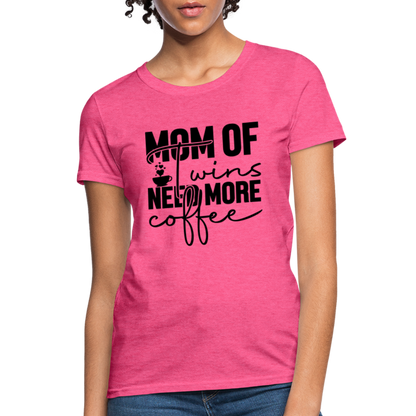 Mom of Twins New More Coffee T-Shirt - heather pink