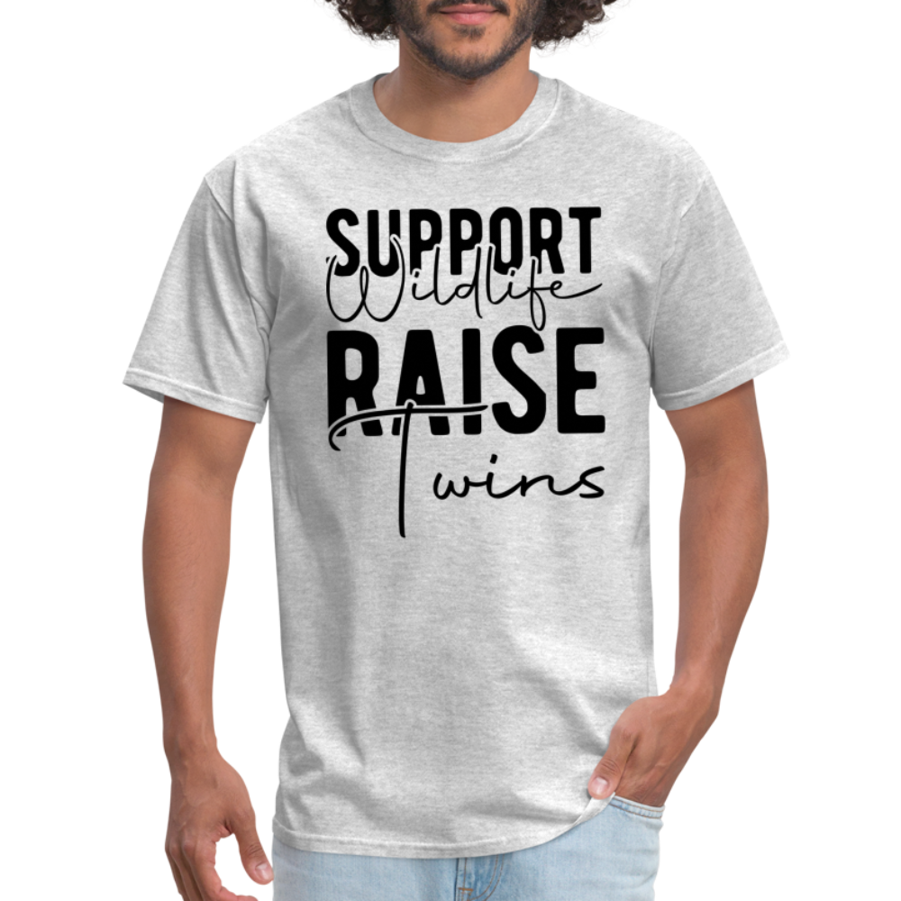 Support Wildlife Raise Twins T-Shirt - heather gray