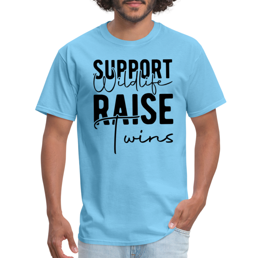 Support Wildlife Raise Twins T-Shirt - aquatic blue