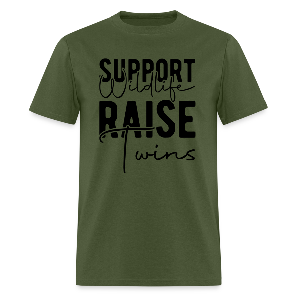Support Wildlife Raise Twins T-Shirt - military green
