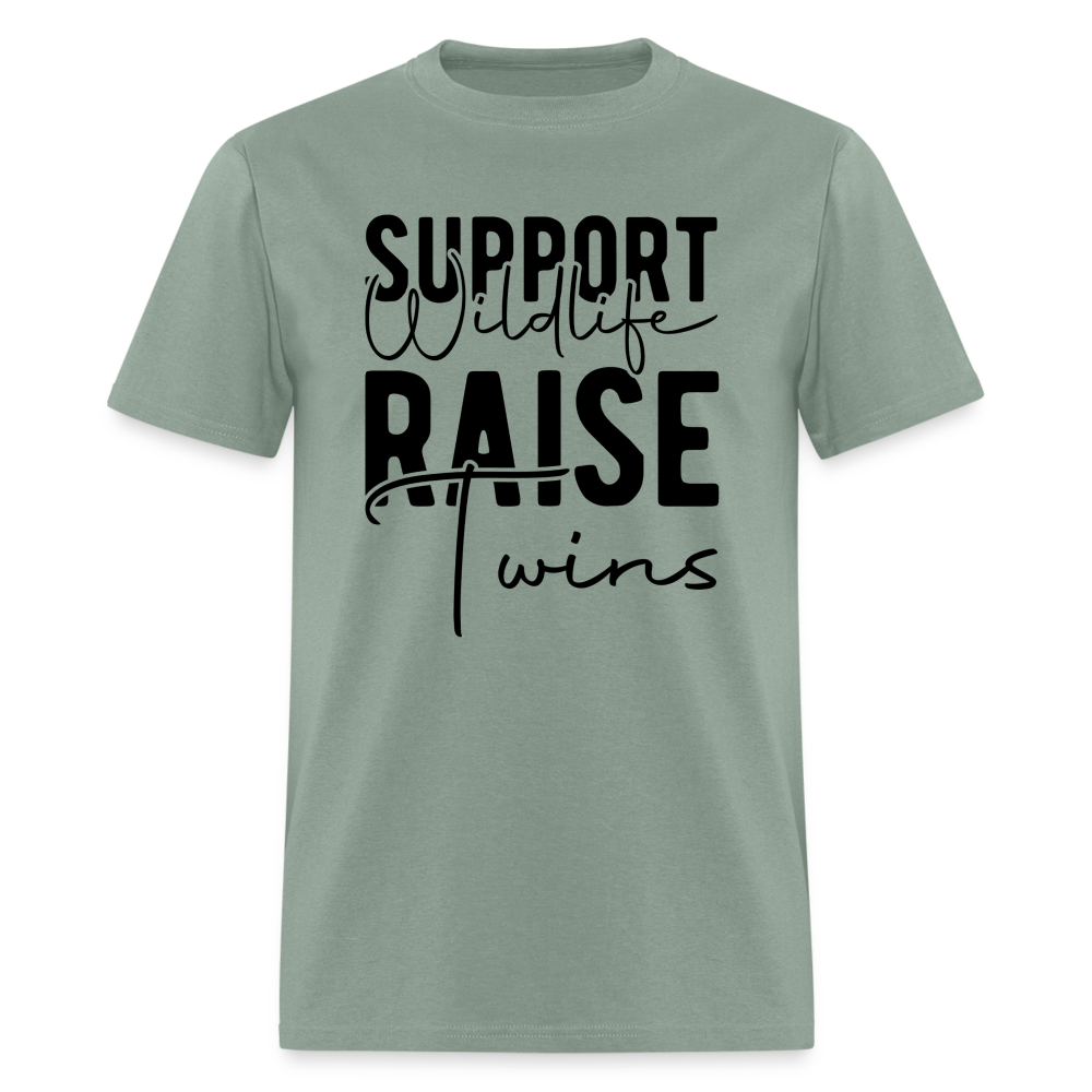 Support Wildlife Raise Twins T-Shirt - sage