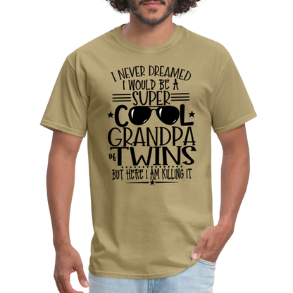 Cool Grandpa of Twins T-Shirt - khaki