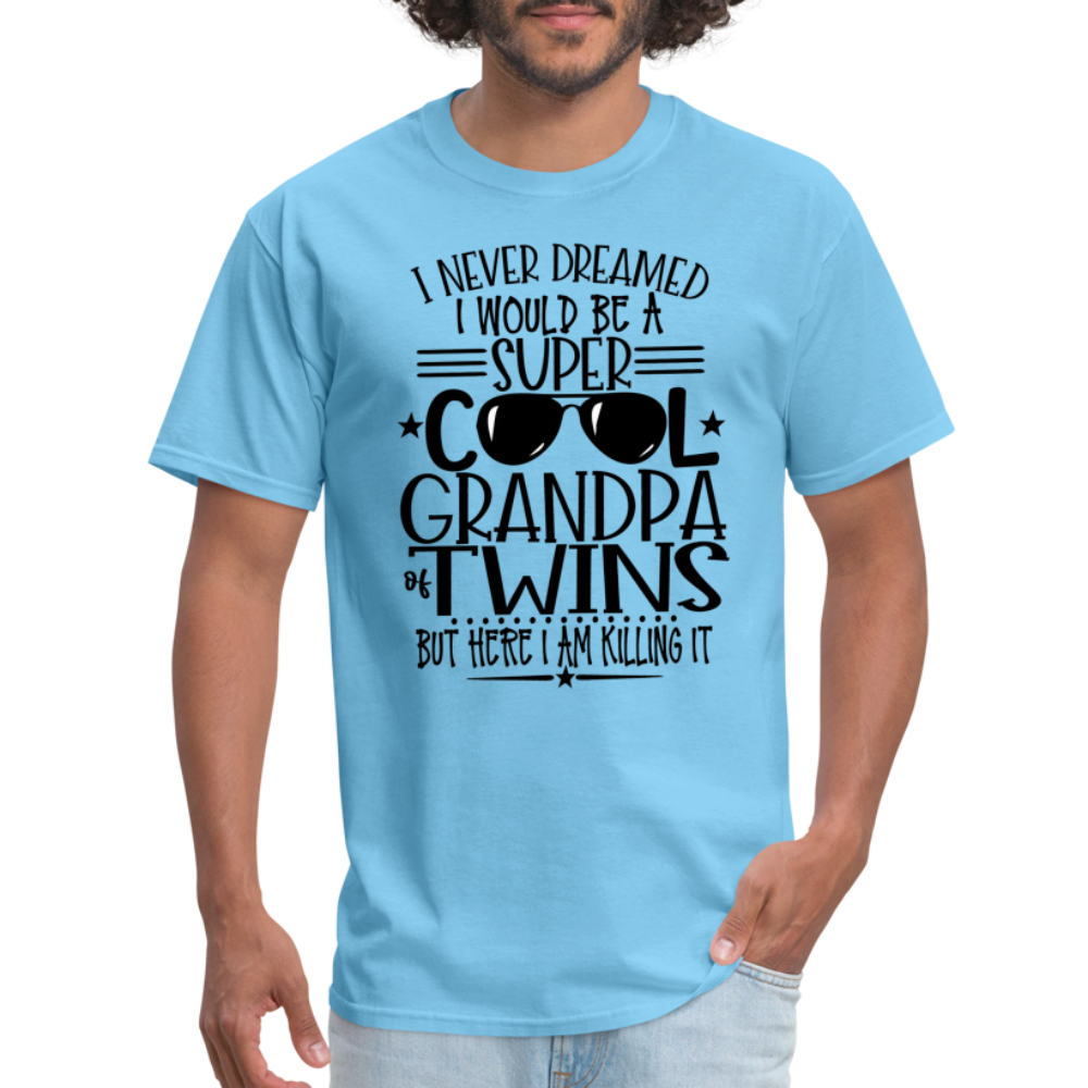 Cool Grandpa of Twins T-Shirt - aquatic blue