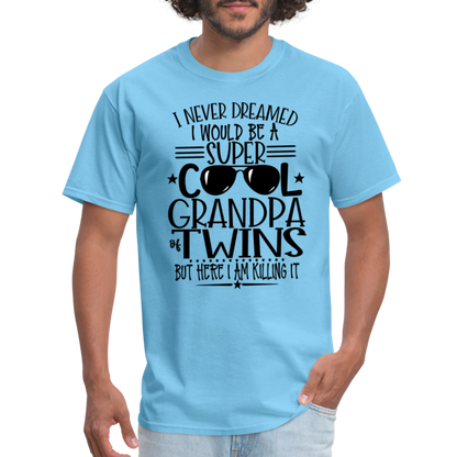 Cool Grandpa of Twins T-Shirt - aquatic blue