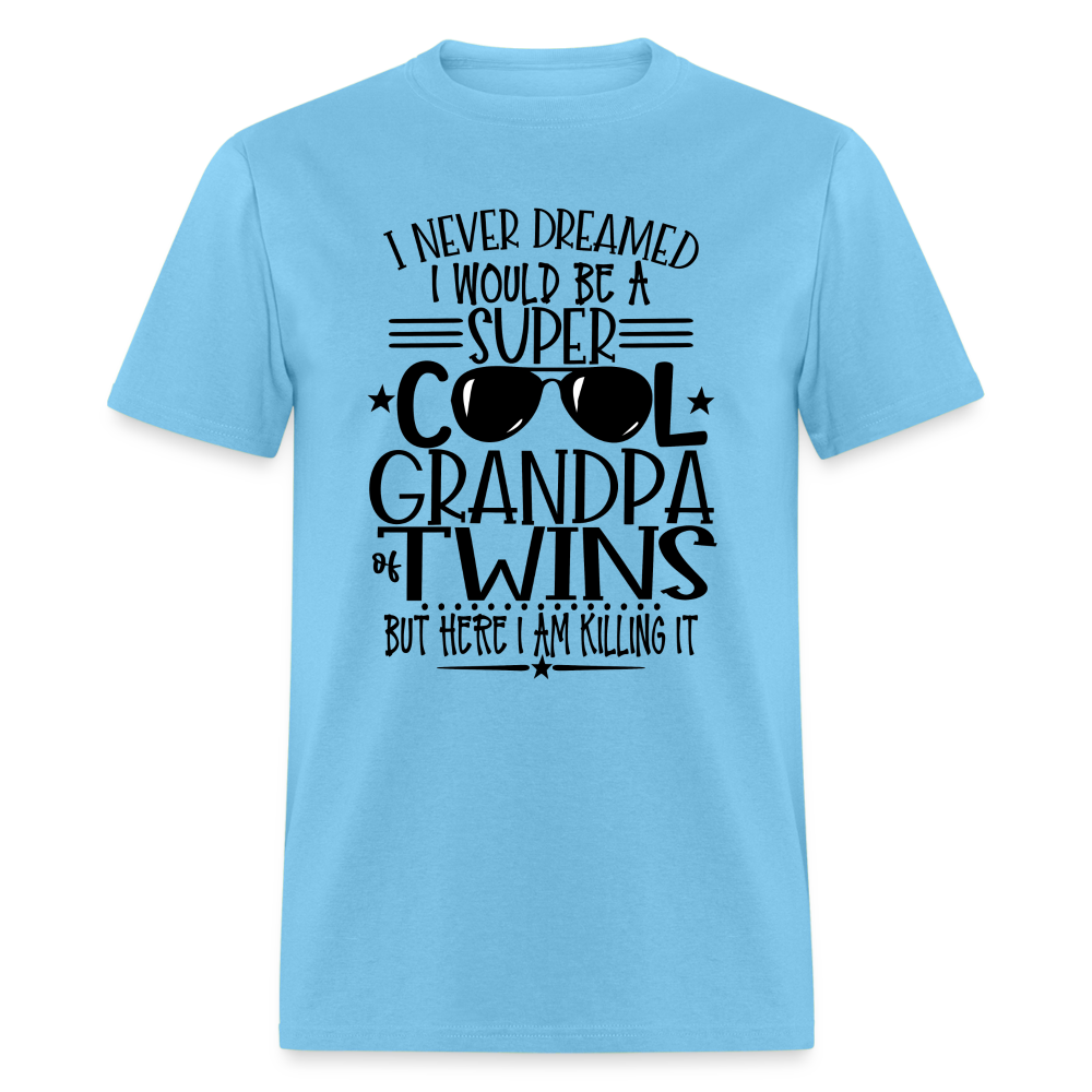 Cool Grandpa of Twins T-Shirt - aquatic blue