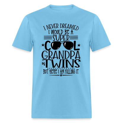 Cool Grandpa of Twins T-Shirt - aquatic blue