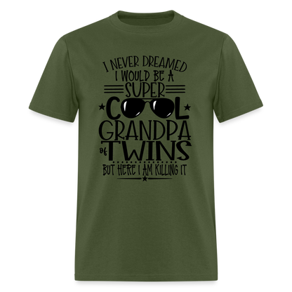 Cool Grandpa of Twins T-Shirt - military green