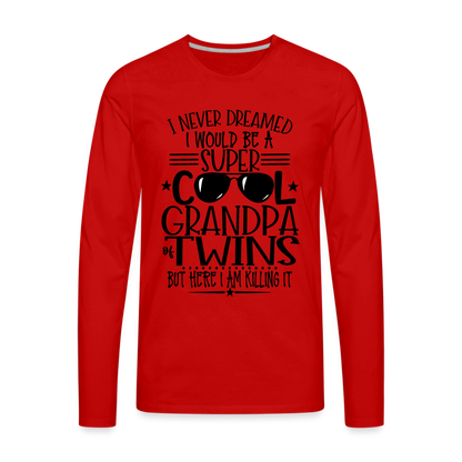 Cool Grandpa of Twins Premium Long Sleeve T-Shirt - red