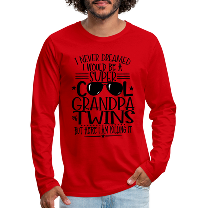 Cool Grandpa of Twins Premium Long Sleeve T-Shirt - red