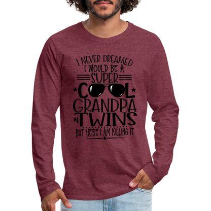 Cool Grandpa of Twins Premium Long Sleeve T-Shirt - heather burgundy