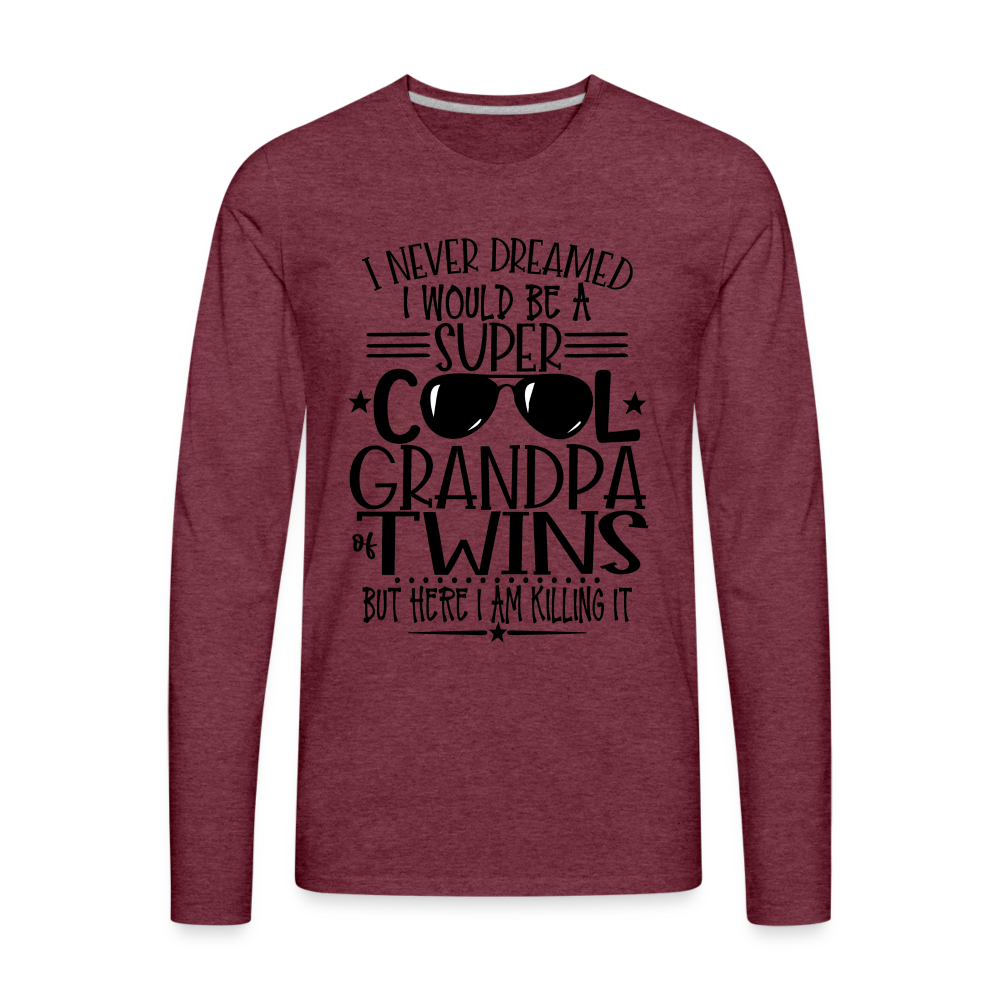 Cool Grandpa of Twins Premium Long Sleeve T-Shirt - heather burgundy