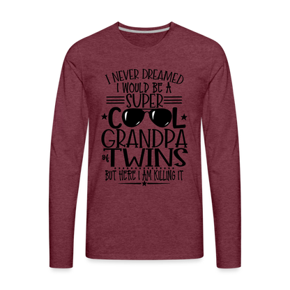 Cool Grandpa of Twins Premium Long Sleeve T-Shirt - heather burgundy