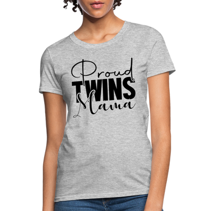 Proud Twins Mama T-Shirt - heather gray