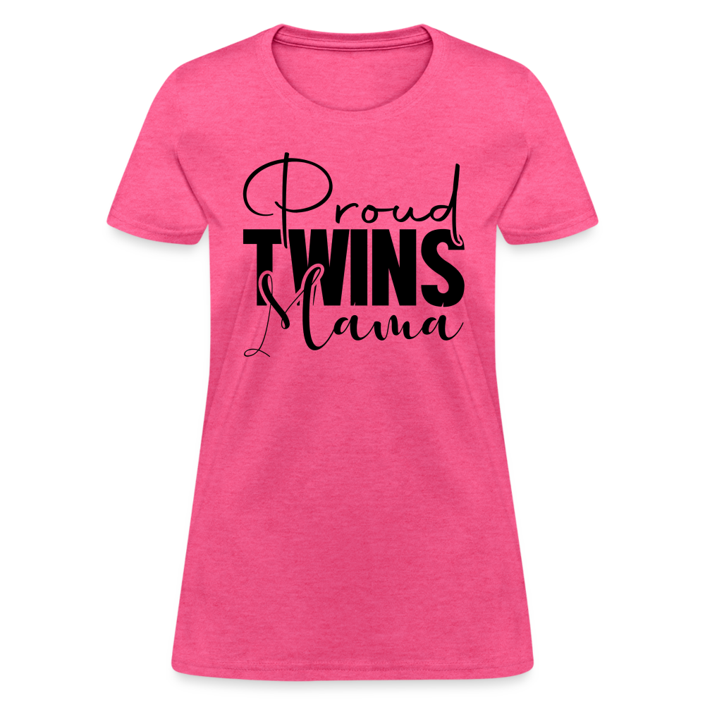 Proud Twins Mama T-Shirt - heather pink