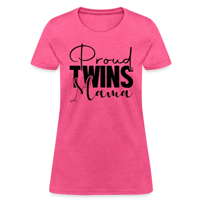 Proud Twins Mama T-Shirt - heather pink