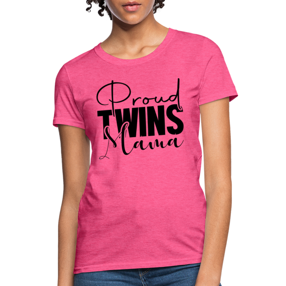 Proud Twins Mama T-Shirt - heather pink