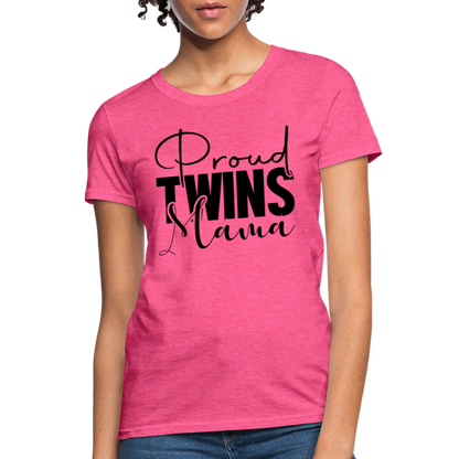 Proud Twins Mama T-Shirt - heather pink