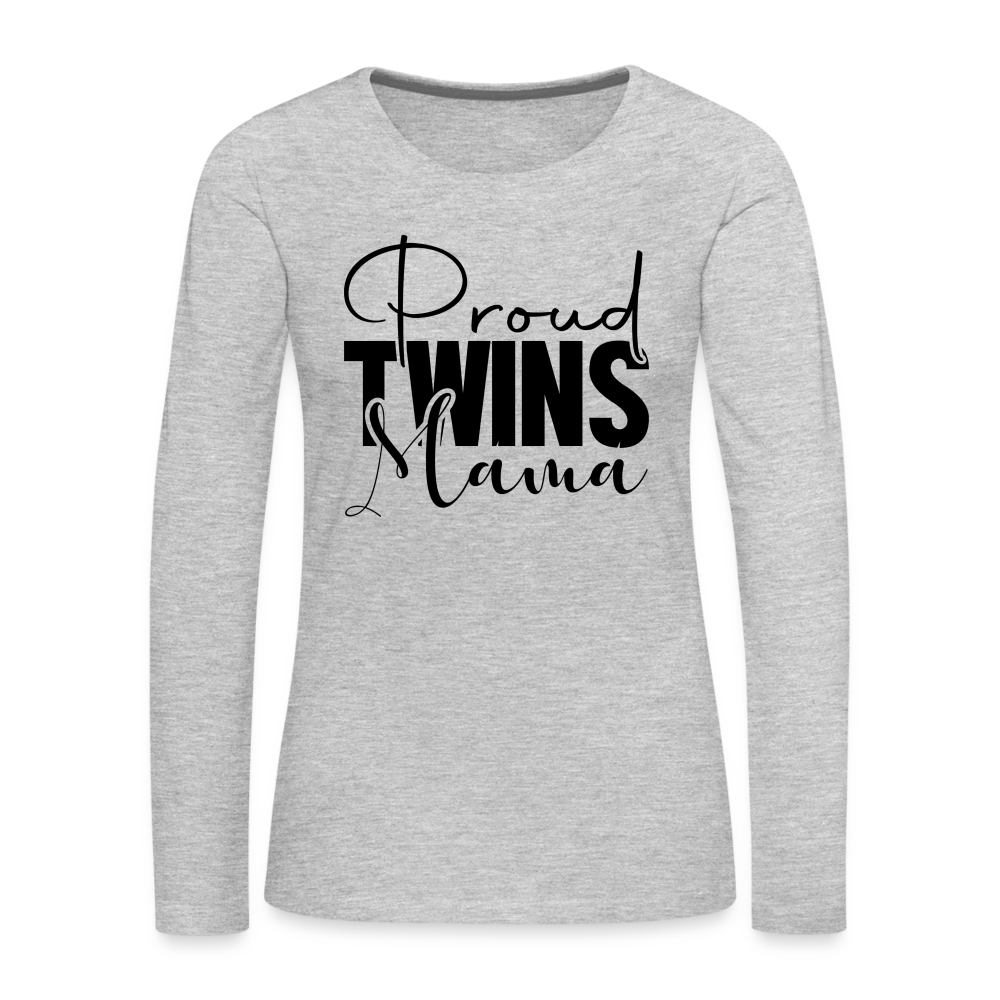 Proud Twins Mama Premium Long Sleeve T-Shirt - heather gray