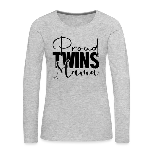 Proud Twins Mama Premium Long Sleeve T-Shirt - heather gray