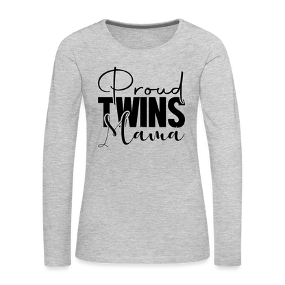 Proud Twins Mama Premium Long Sleeve T-Shirt - heather gray