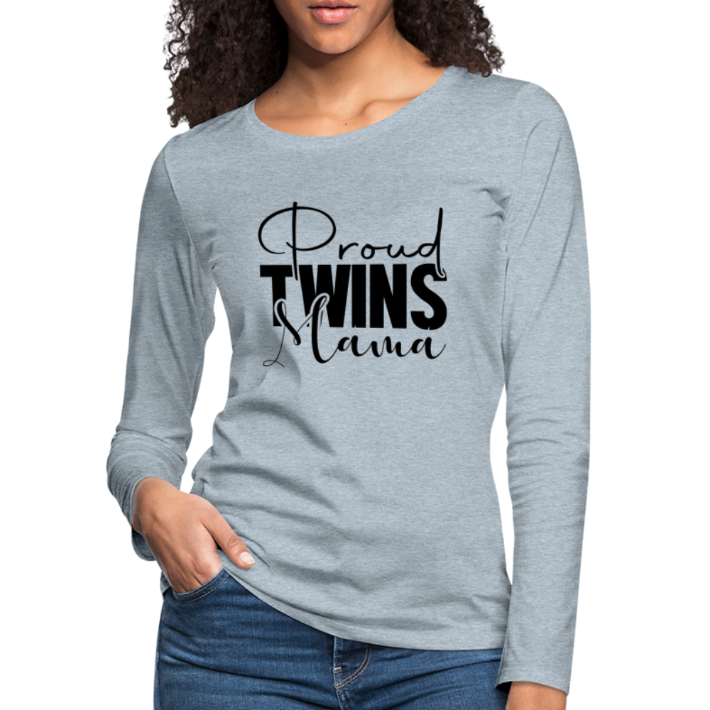 Proud Twins Mama Premium Long Sleeve T-Shirt - heather ice blue