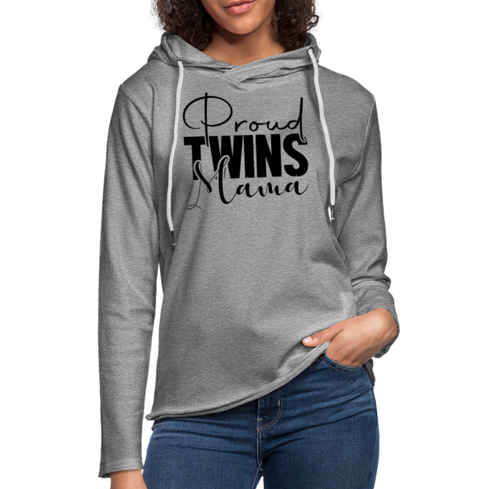 Proud Twins Mama Lightweight Terry Hoodie - heather gray