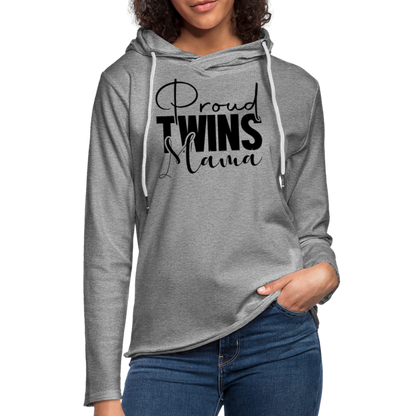 Proud Twins Mama Lightweight Terry Hoodie - heather gray