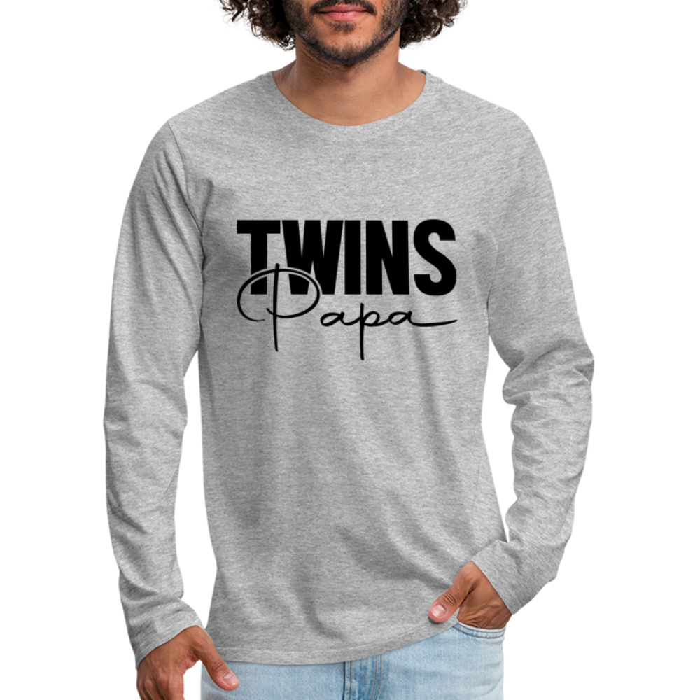 Twins Papa Premium Long Sleeve Shirt - heather gray