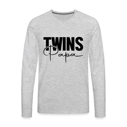 Twins Papa Premium Long Sleeve Shirt - heather gray