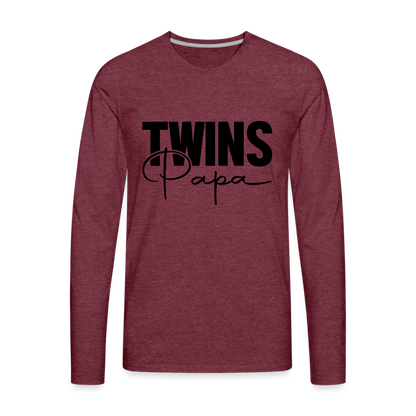 Twins Papa Premium Long Sleeve Shirt - heather burgundy