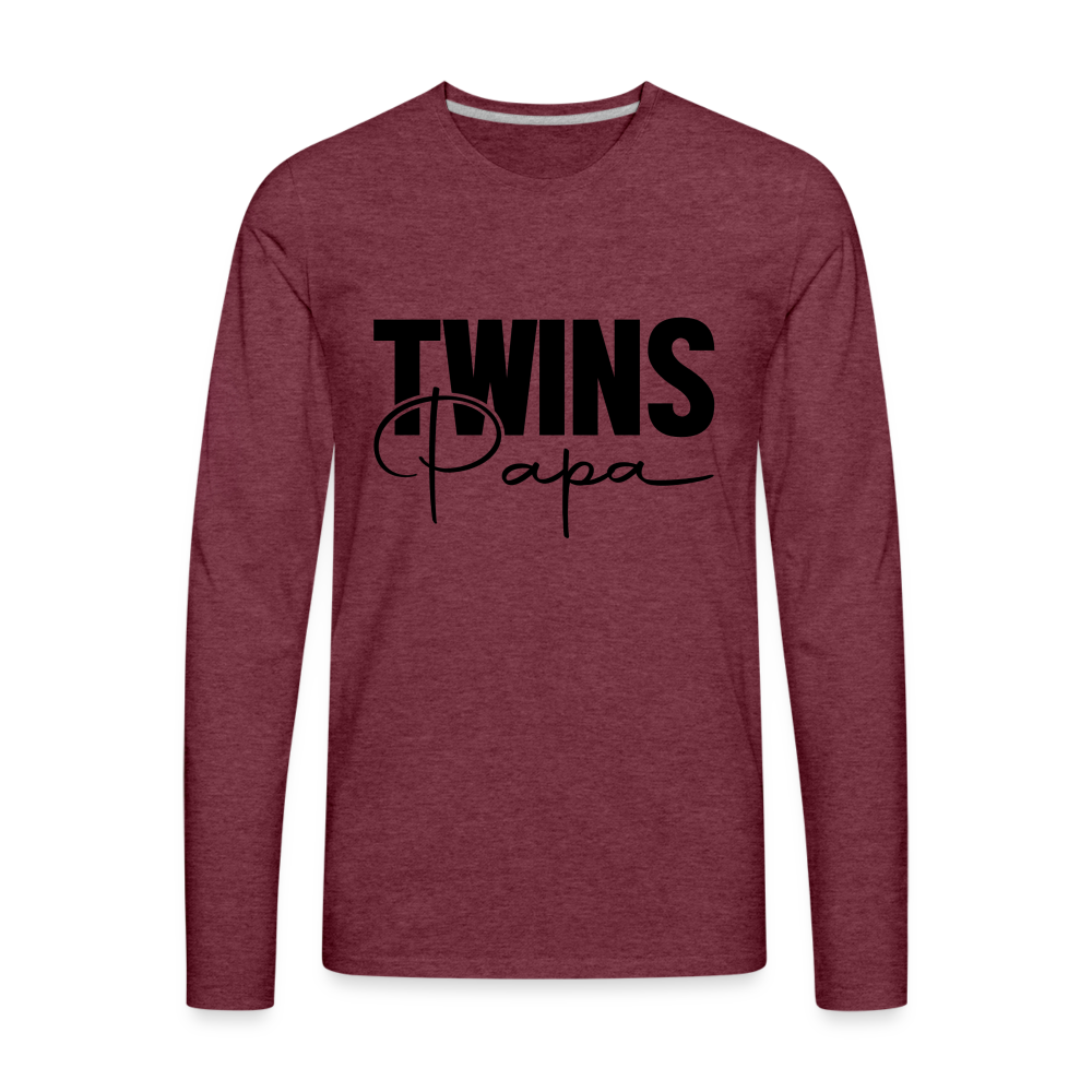 Twins Papa Premium Long Sleeve Shirt - heather burgundy