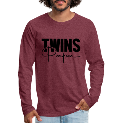 Twins Papa Premium Long Sleeve Shirt - heather burgundy