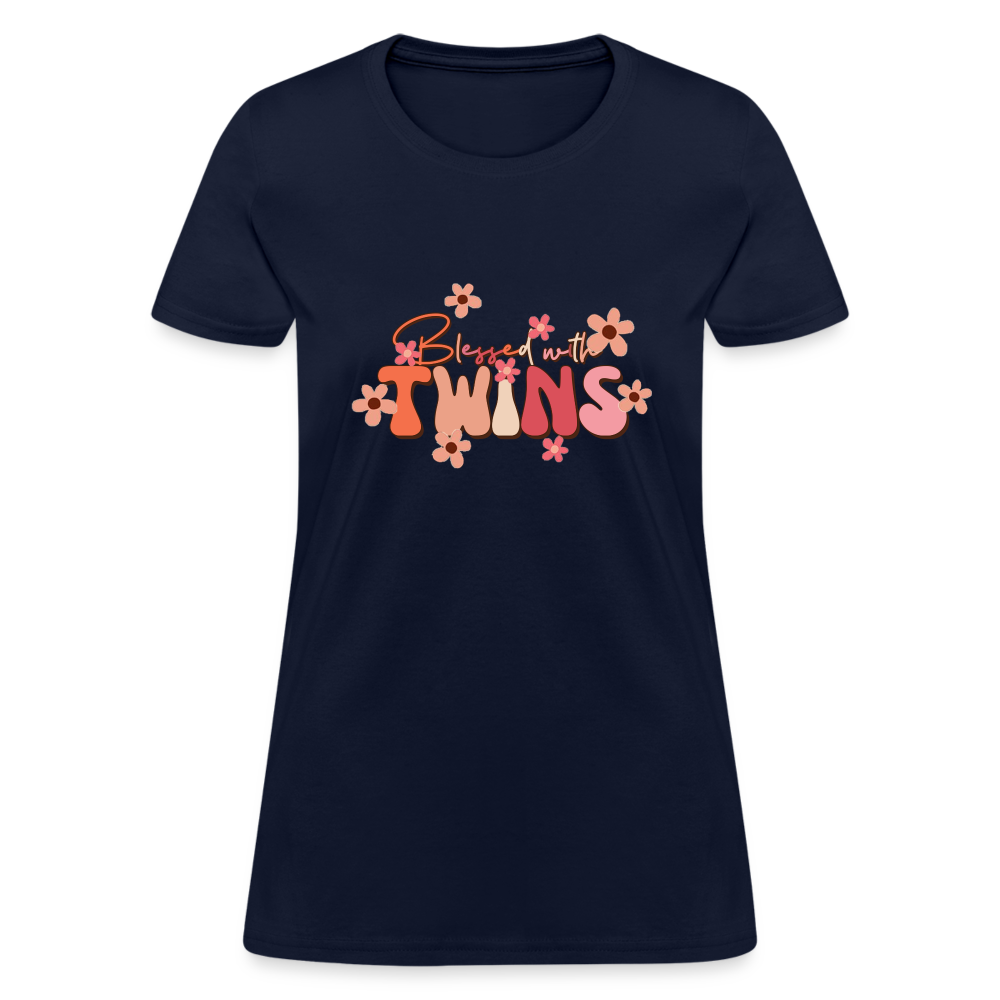 Blessed With Twins T-Shirt - navy