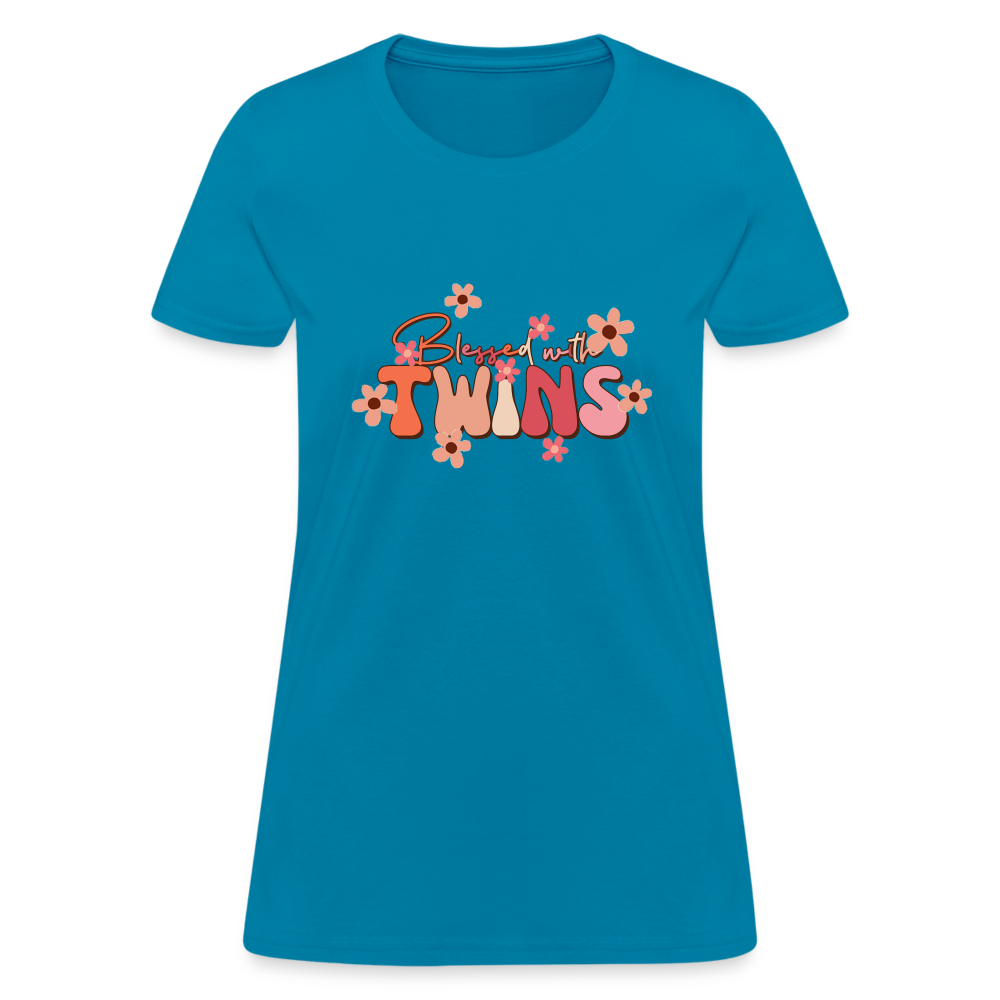 Blessed With Twins T-Shirt - turquoise