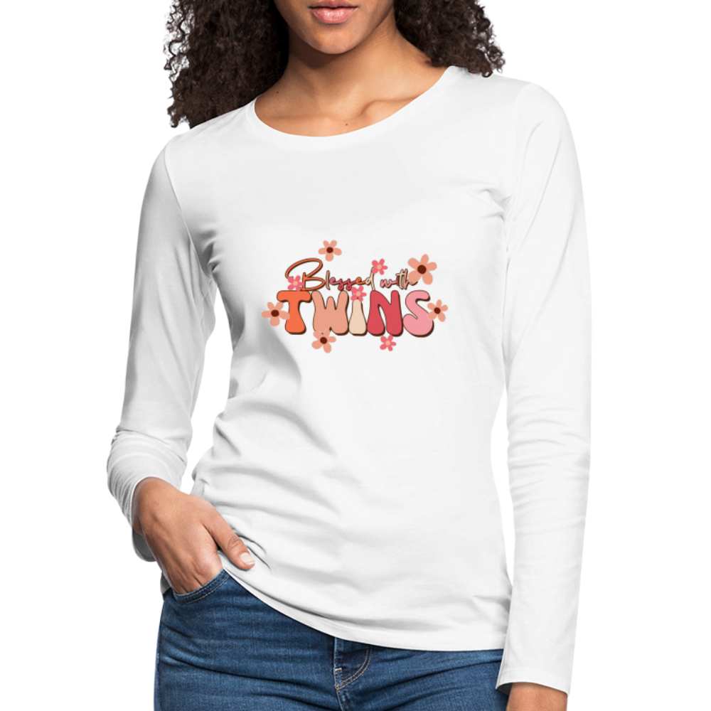 Blessed With Twins Women's Premium Long Sleeve T-Shirt - white