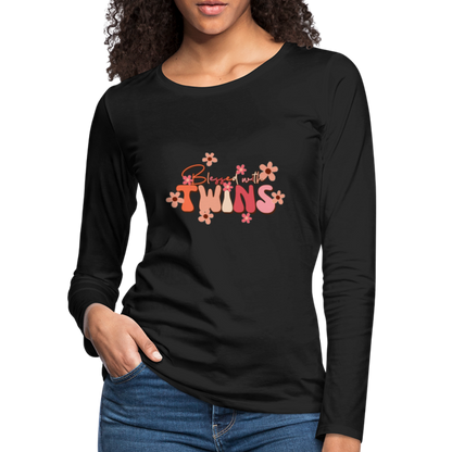 Blessed With Twins Women's Premium Long Sleeve T-Shirt - black
