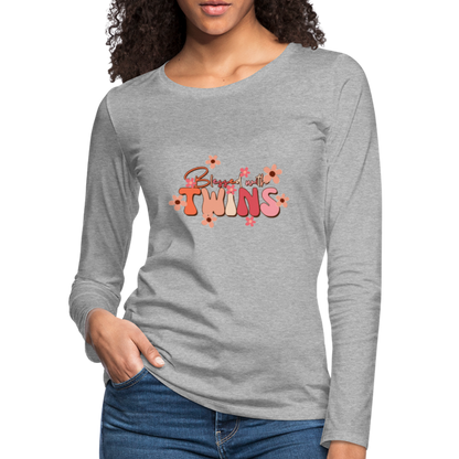 Blessed With Twins Women's Premium Long Sleeve T-Shirt - heather gray