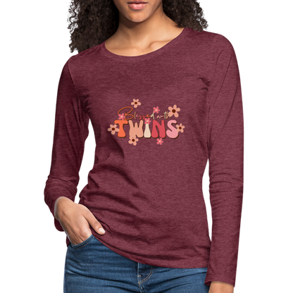 Blessed With Twins Women's Premium Long Sleeve T-Shirt - heather burgundy