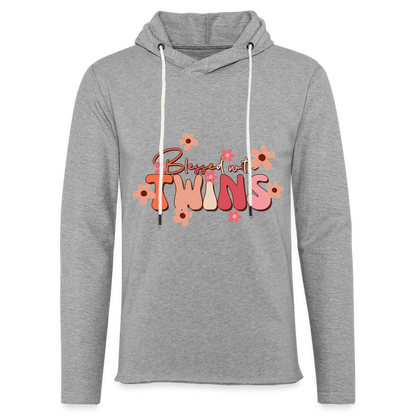 Blessed With Twins Lightweight Terry Hoodie - heather gray