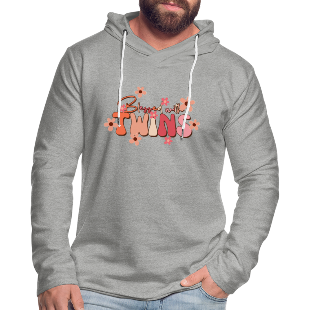 Blessed With Twins Lightweight Terry Hoodie - heather gray