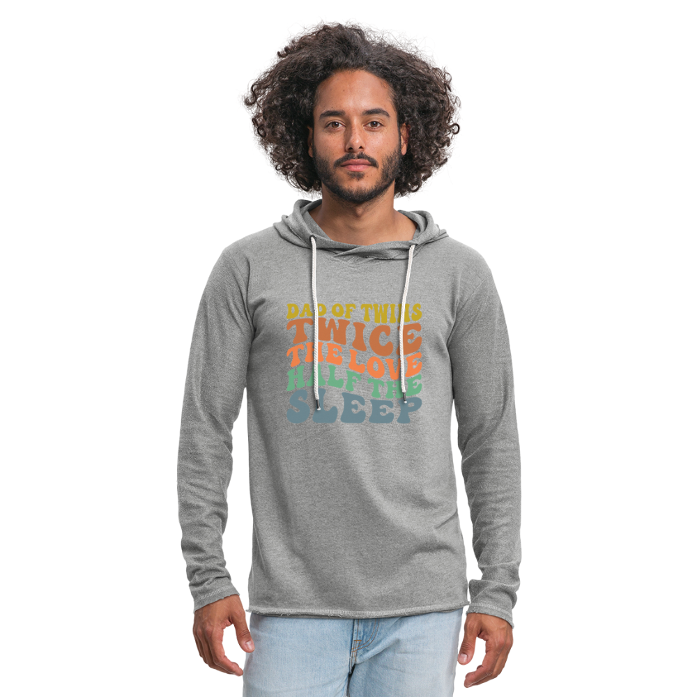 Dad of Twins Twice The Love Half The Sleep Lightweight Terry Hoodie - heather gray