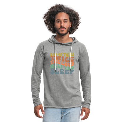 Dad of Twins Twice The Love Half The Sleep Lightweight Terry Hoodie - heather gray