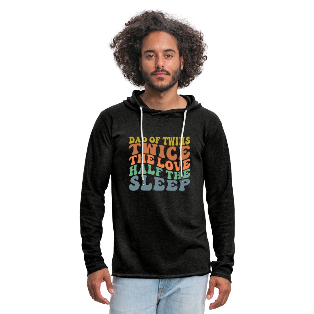 Dad of Twins Twice The Love Half The Sleep Lightweight Terry Hoodie - charcoal grey